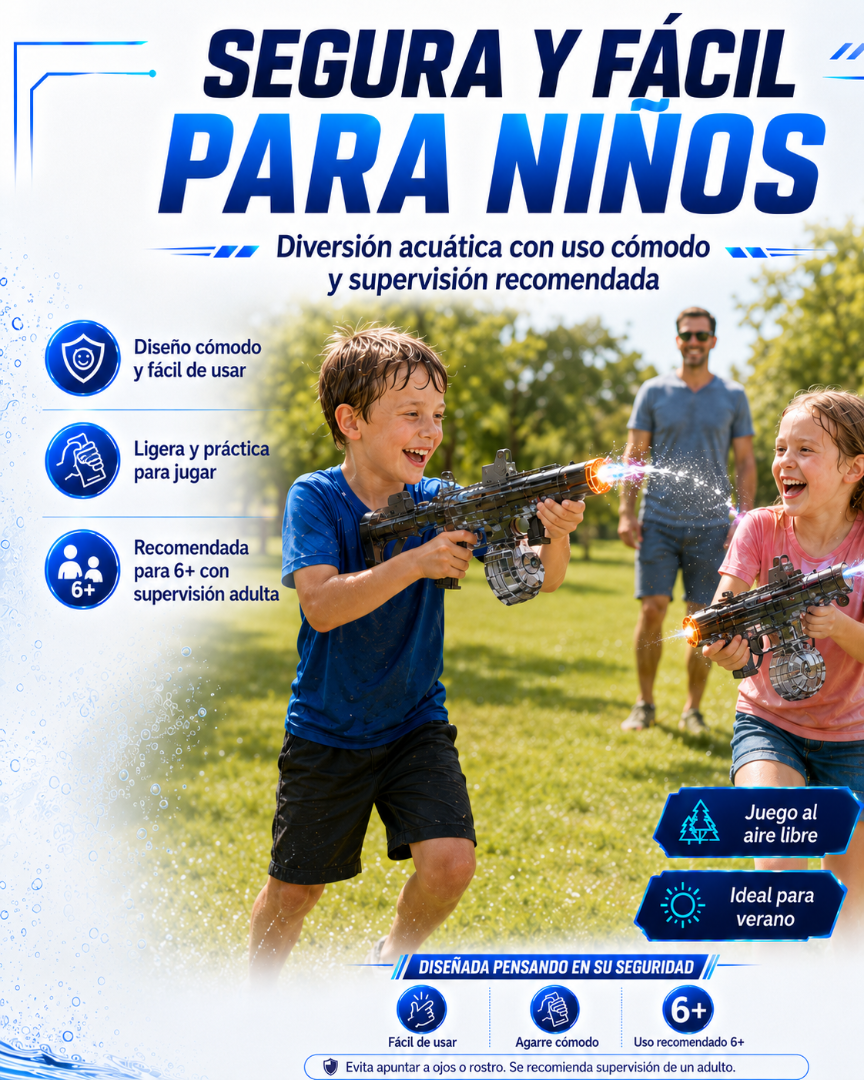 Pistola de Agua Eléctrica con Luces LED y Retroceso