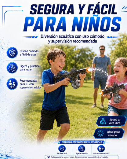 Pistola de Agua Eléctrica con Luces LED y Retroceso